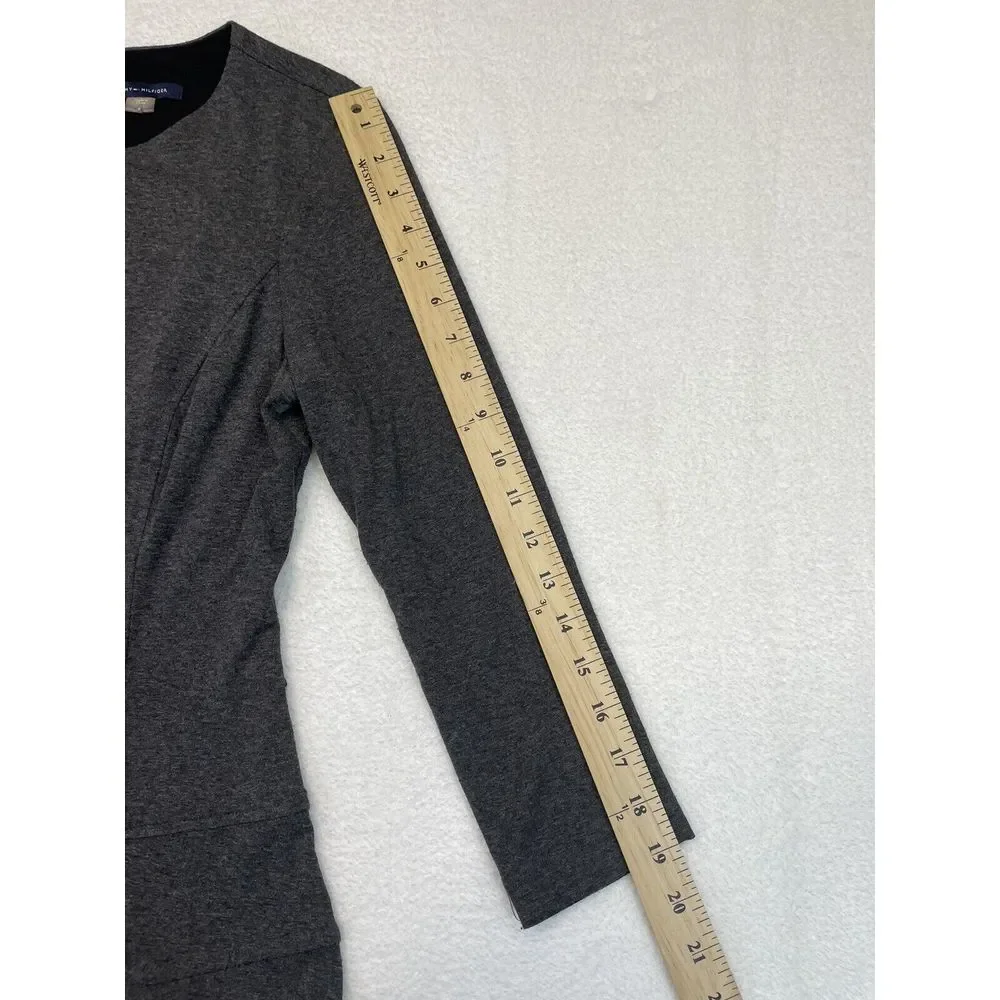 Tommy Hilfiger Women Charcoal Gray L/S Scoop Neck Bodycon‎ A-Line Midi size 6.